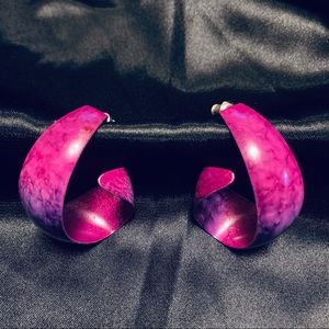 Vintage 80's Pink & Purple Watercolor Earrings